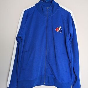 Montreal Expos Zip-Up Track Jacket, Blue, Logo, Size M